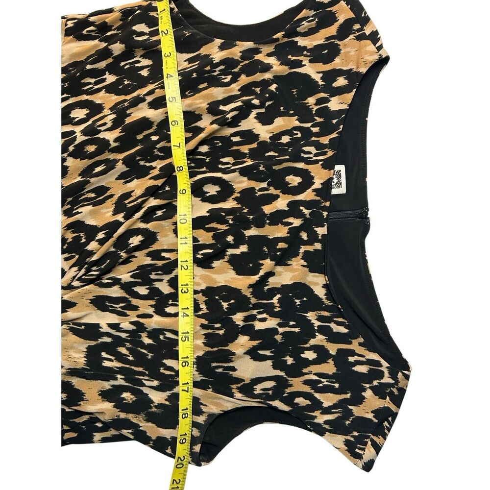 Anne Klein Women's Plus 16W Leopard Print Faux Wrap Sheath Dress Cap Sleeve - Picture 7 of 9